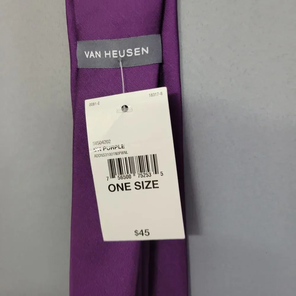 Van‎ Heusen Necktie Mens Purple Extreme Stain Shield Defense Jacquin Lines New